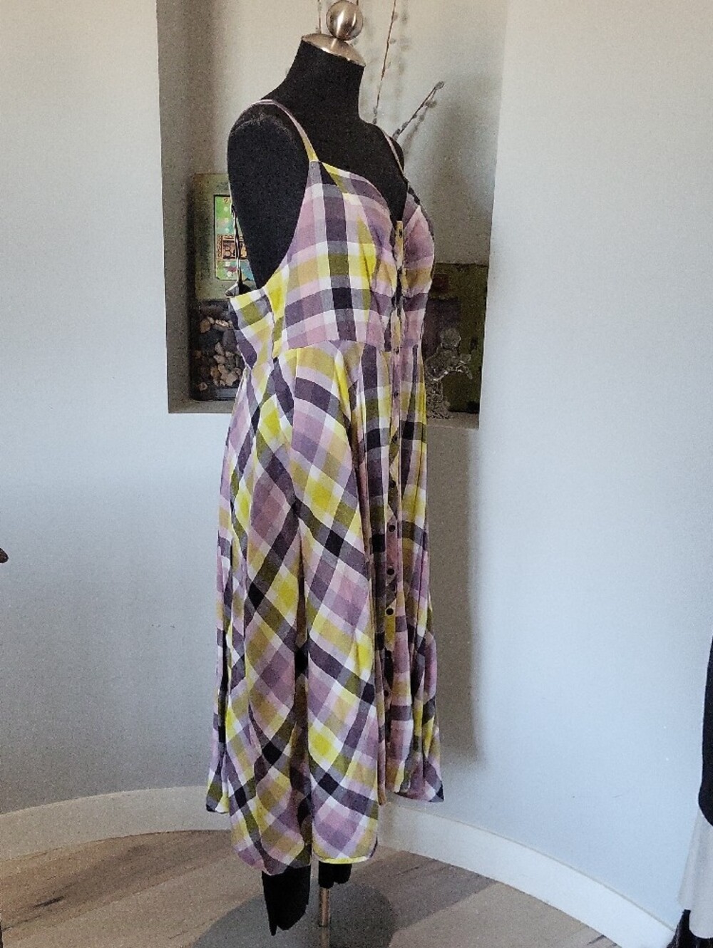 Torrid Multi Plaid Challis Button Front Midi Dress Size 1X - Picture 9 of 15